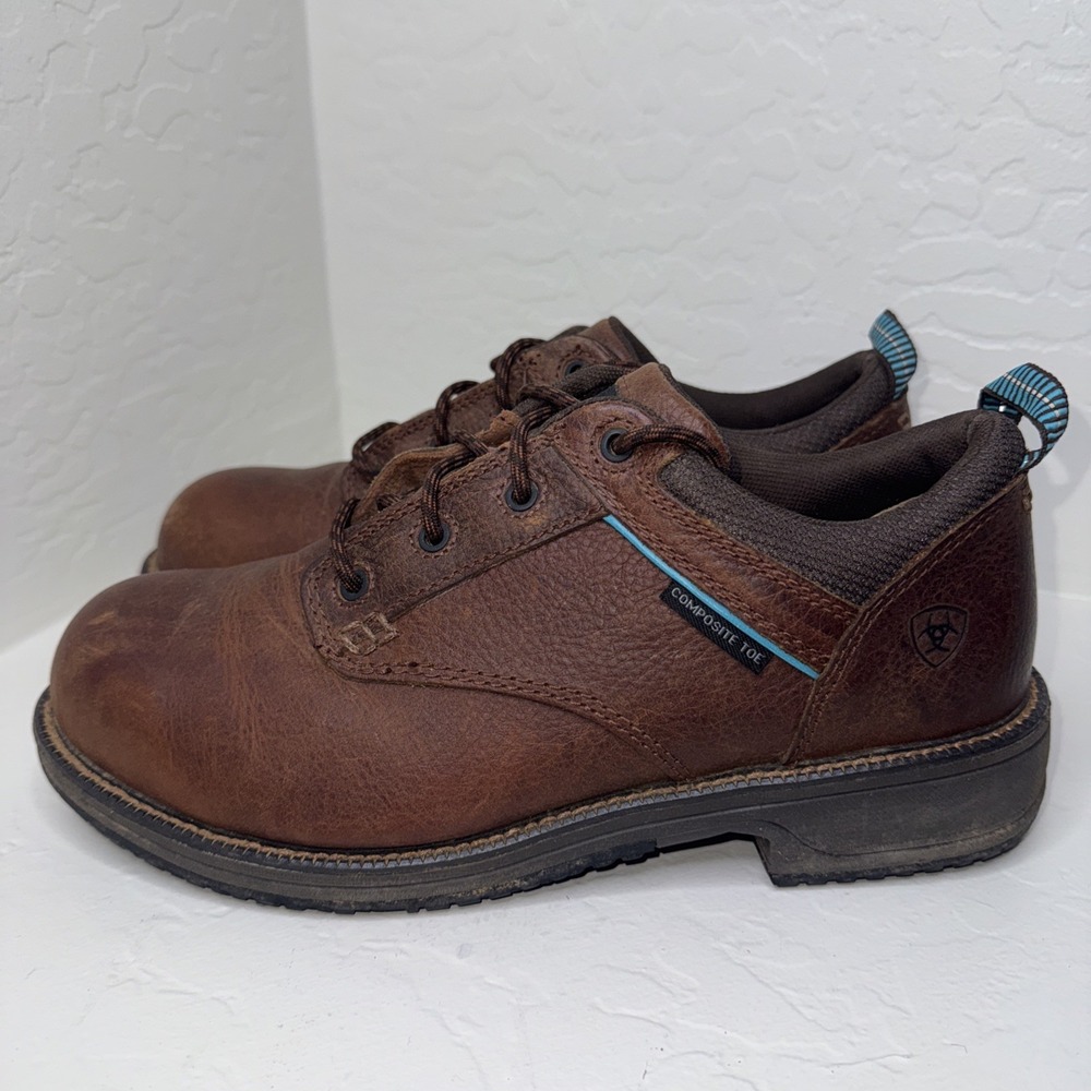 Ariat Work Boots Womens 8 C Brown Leather Composite Toe Lace Safety Non Slip
